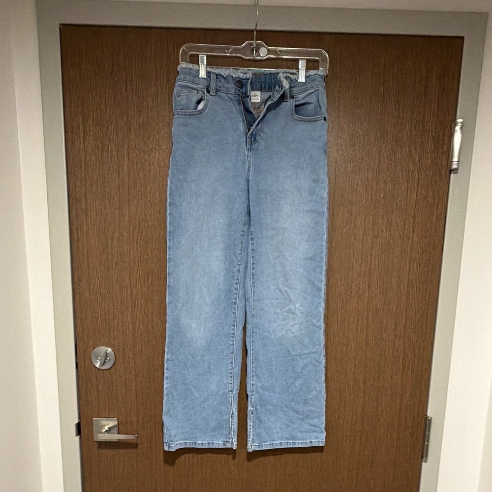 Justice Girls Size 12 REG Straight Leg Jeans Light Wash Blue Denim